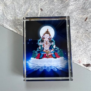 Vajrasattva Glass Statue: Karma Remover, Tibetan Buddhist Artwork,Console Table Decor