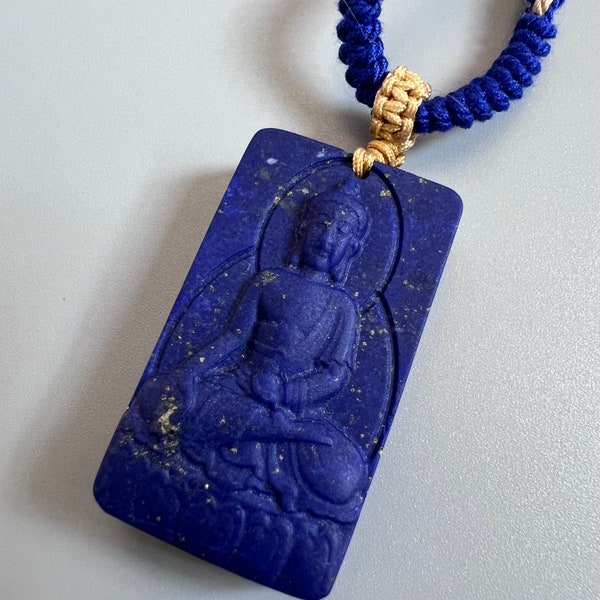 Medicine Buddha Tibet Tibetan Buddhism Buddhist Lapis Lazuli Necklace Improve Health Gift Idea For Parents With Small Gift Box