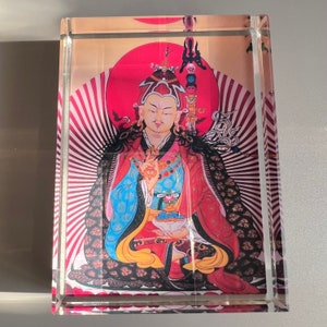 Padmasambhava Glass Statue-Guru Rinpoche Statue-Tibetan Buddhism Buddhist Artwork-Glass Art Buddha Statue Glass Statue Indoor