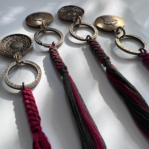 Talismán tibetano de protección, amuleto de los ocho trigramas, colgante de cobre del zodíaco chino Feng Shui, llavero con mantra, llaveros de la suerte, regalos para amigos. imagen 17