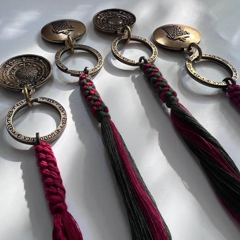 Talismán tibetano de protección, amuleto de los ocho trigramas, colgante de cobre del zodíaco chino Feng Shui, llavero con mantra, llaveros de la suerte, regalos para amigos. imagen 17