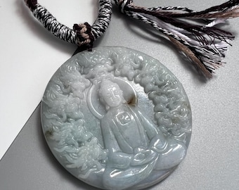 Jade Buddha Pendant Necklace: Buddhist Buddha Shakyamuni Jadeite Charms