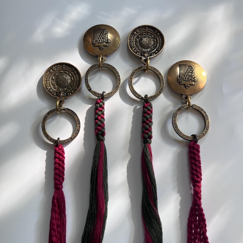 Talismán tibetano de protección, amuleto de los ocho trigramas, colgante de cobre del zodíaco chino Feng Shui, llavero con mantra, llaveros de la suerte, regalos para amigos. imagen 16