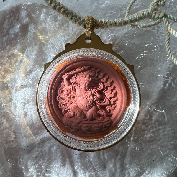 Buddhist Bodhisattva Dharma Pendant-Energy Guardian Pendant-Fudo Myo Necklace-Akshobhya Clay Pendant Necklace-Amulet Rahula Necklace