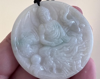 Buddha Jade Pendant Necklace: Buddhist Buddha Shakyamuni Charm