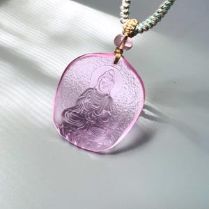 GUANYIN, Quan Yin Kwan Yin Pendant, Tibet Tibetan Buddhism Buddhist Buddha Pendant Glass Necklace Gift for Her