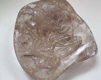 Natural Raw Crystal Green Tara Statue Buddhist Altar Piece for Home Décor or Offering Set