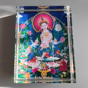 Statue en verre Tara Dakini blanc intérieur-Tibet bouddhisme tibétain art bouddhiste du verre statue de bouddha idée cadeau pour parent