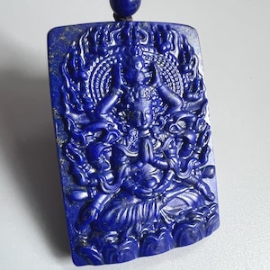 KUAN YIN, KwanYin, QuanYin, Lapis Lazuli Bodhisattva pendant Tibet Tibetan Buddhism, Buddhist Buddha Necklace, Gift Idea for Parents