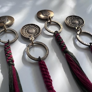 Talismán tibetano de protección, amuleto de los ocho trigramas, colgante de cobre del zodíaco chino Feng Shui, llavero con mantra, llaveros de la suerte, regalos para amigos. imagen 15