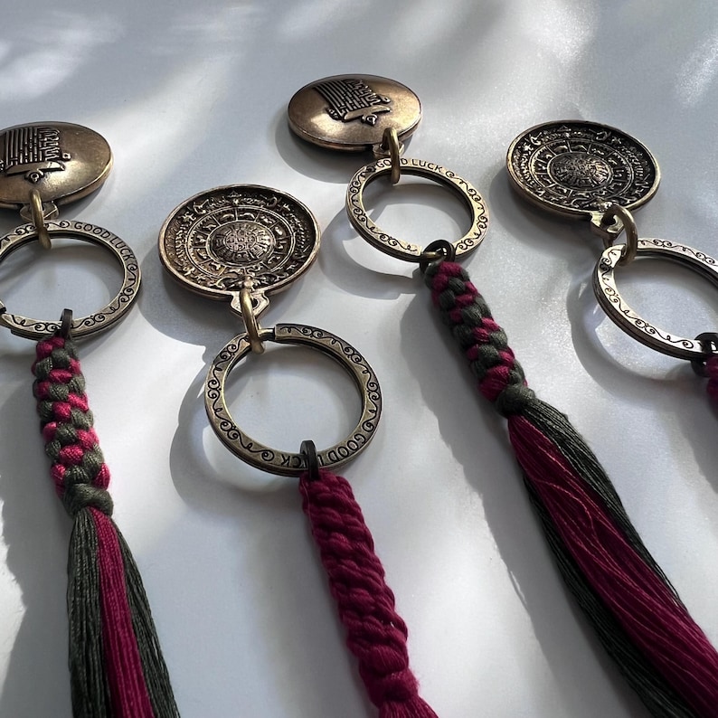 Talismán tibetano de protección, amuleto de los ocho trigramas, colgante de cobre del zodíaco chino Feng Shui, llavero con mantra, llaveros de la suerte, regalos para amigos. imagen 15