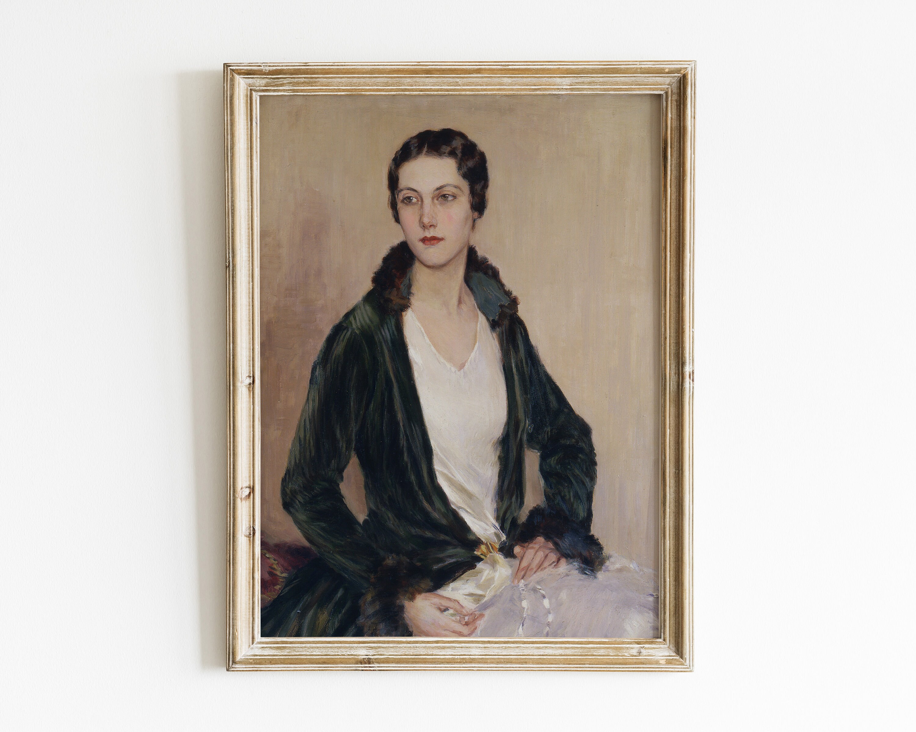 Vintage Portrait of a Woman 1930s Painting PRINTABLE Art | Etsy