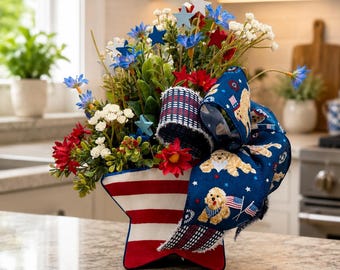 Patriotic Centerpiece with Dog Bow