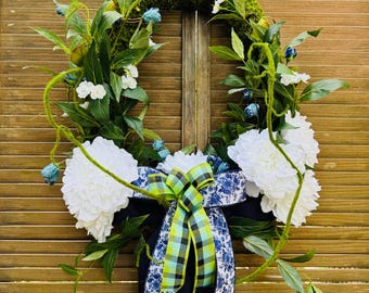Green and Blue Moss Wreath