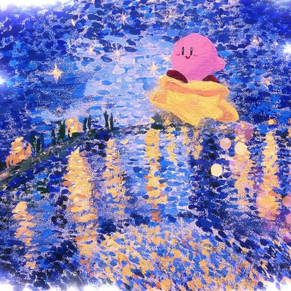 Kirby x Van Gogh Starry Night Acrylic Print