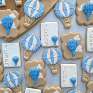 2 Dozen/hot air balloon cookies/baby shower cookies/kosher cookies/custom baby cookies