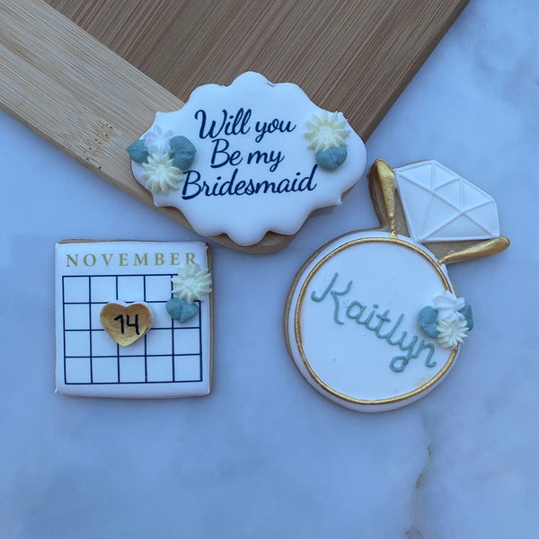 Bridesmaids proposal cookies /kosher cookies/Neutral flowers/Printed bridesmaid cookie box/ bridesmaids cookies