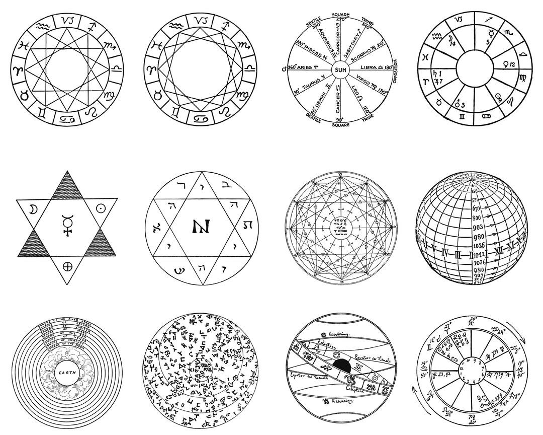 12 Alchemy Svg Bundle, Horoscope Svg Bundle, Celestial Svg Bundle ...