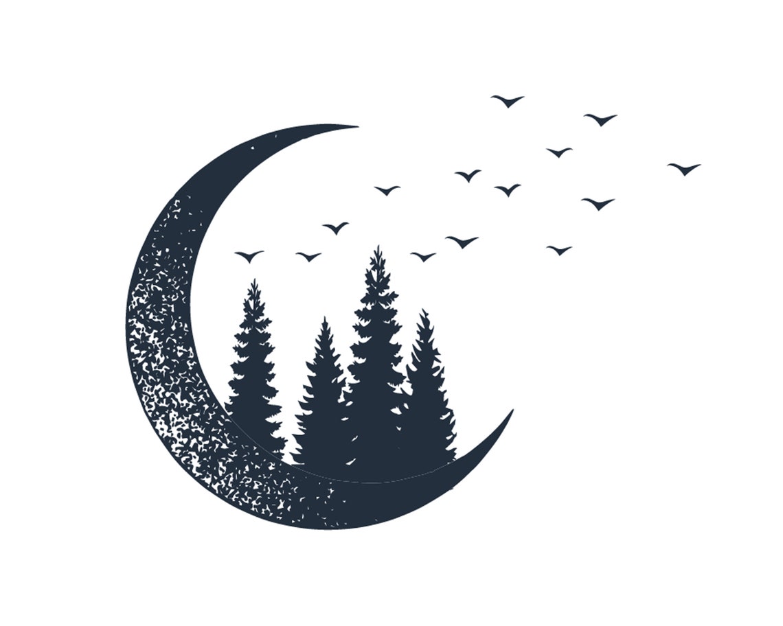 Mond Wald Svg Mond svg Wald Svg Natur Svg Camping Svg Etsy