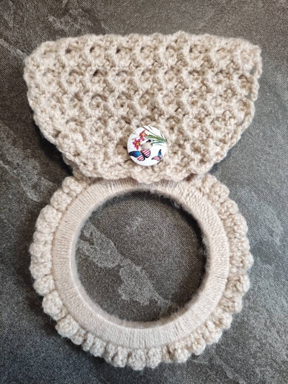Kitchen Towel Holder Crochet bath towel ring with fold over Etsy