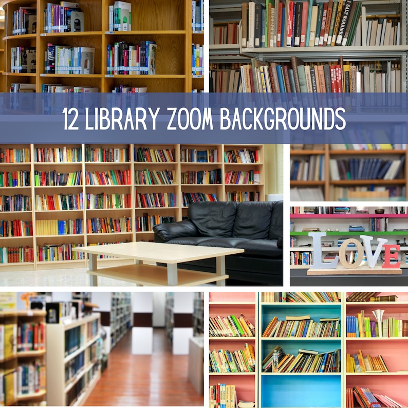 12 LIBRARY SETTINGS Zoom BackgroundsZoom Meeting Virtual Etsy
