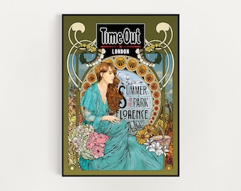 Florence and the Machine poster, Florence Welch Art, Indie music poster, Music wall decor