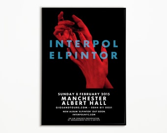 Interpol concert poster, Interpol band print, Rock posters, Music wall decor