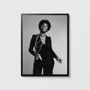 Nina Simone Poster: Black and White Jazz Art Print
