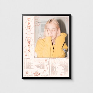 Póster de la gira de otoño de 2023 de la banda Men I Trust, carteles independientes, decoración de pared musical