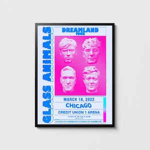 Póster del concierto de Glass Animals, impresión de la gira Dreamland, póster de indie rock, decoración de pared musical, carteles de gira