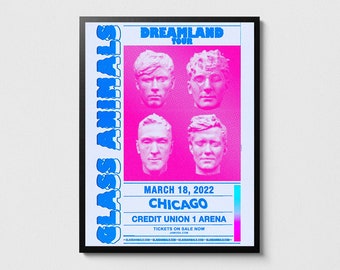 Glass Animals concert poster, Glass Animals print, Indie rock poster, Music wall decor, Tour posters