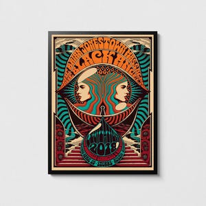 Póster del concierto de BJM, arte mural de rock and roll, póster musical para amantes del rock, arte musical retro