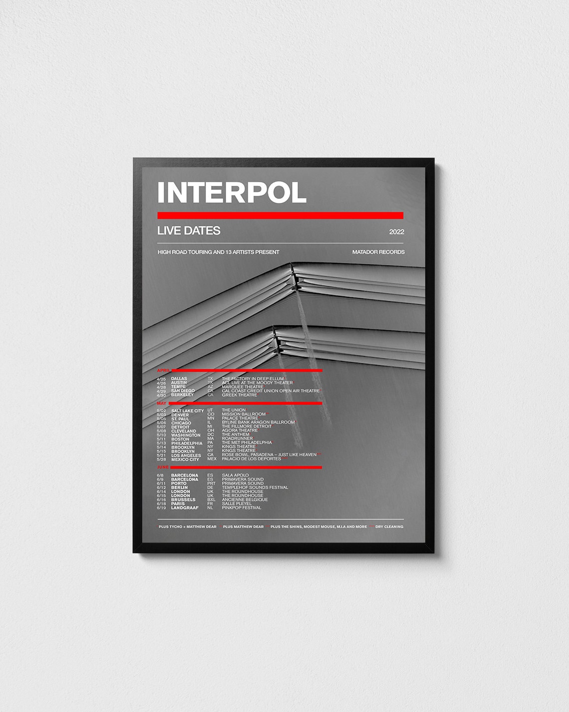 Interpol Tour Poster Interpol 2022 Tour Art Interpol Gig Etsy UK