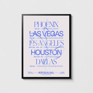 Rufus Du Sol 2021 US fall tour poster, Music wall decor, EDM art