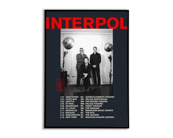 Interpol poster - Canada and USA tour print, Rock posters, Music room decor