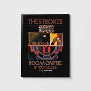 Póster de The Strokes, Impresión de The Strokes Room on Fire, Arte de música rock, Decoración de pared musical