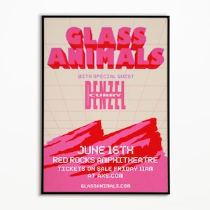 Cartel del concierto de Glass Animals, arte de rock psicodélico, arte de pared amante del rock independiente, decoración de pared de música