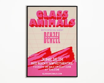 Glass Animals concert poster, Psychedelic rock art, Indie rock lover wall art, Music wall decor