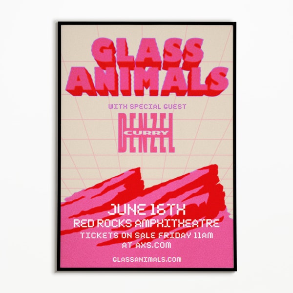 Glass Animals concert poster, Glass Animals print, Glass Animals gift, Psychedelic Rock Art, Indie rock decor, Music wall decor