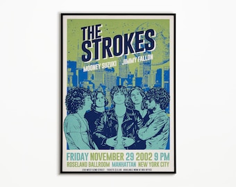 The Strokes concert poster, The Strokes print, Music room decor, Indie rock wall art