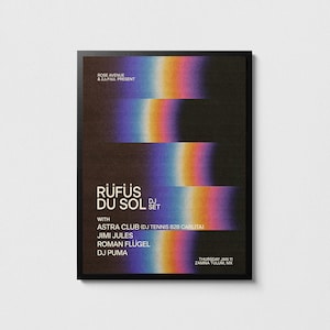 Poster Rufus Du Sol, stampa Rufus Du Sol, arte della musica dance, poster EDM, decorazioni murali musicali, regalo per gli amanti della musica
