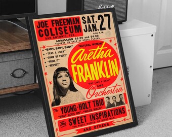 レトロなアレサ・フランクリンのコンサートポスター：ヴィンテージ