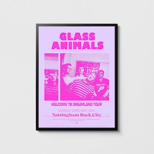 Póster de concierto de Glass Animals, impresión de Glass Animals, póster de música indie, decoración de música rock