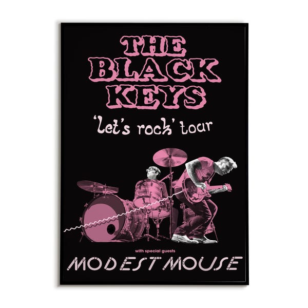 The Black Keys + Modest Mouse Let's rock tour poster, Rock wall art, Music room decor