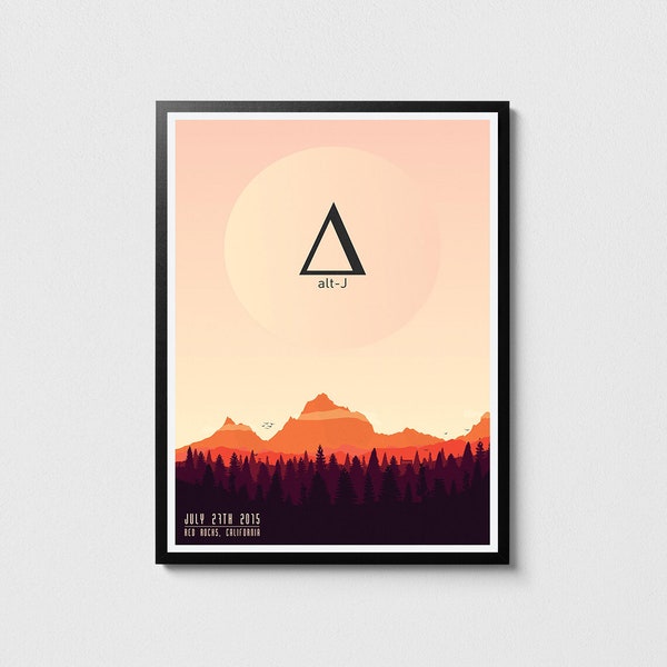 Alt-J concert poster, Alt-J at Red Rocks, Alt-J print, Rock poster, Music wall decor