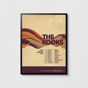 Póster de la gira de The Kooks, impresión de The Kooks, decoración de habitación para amantes de la música indie, carteles de música