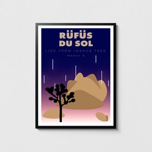 Rufus Du Sol poster - Joshua Tree print, Dance music poster, Music wall decor