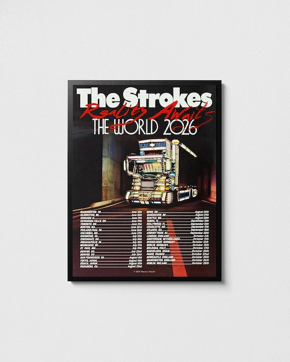 The Strokes Reality Awaits 2026 Tour Poster: Indie Music Wall Art