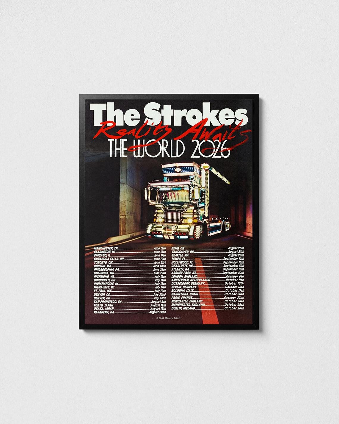 The Strokes ポスター The Strokes Reality Awaits 2026 Tour Poster: Indie Music Wall Art