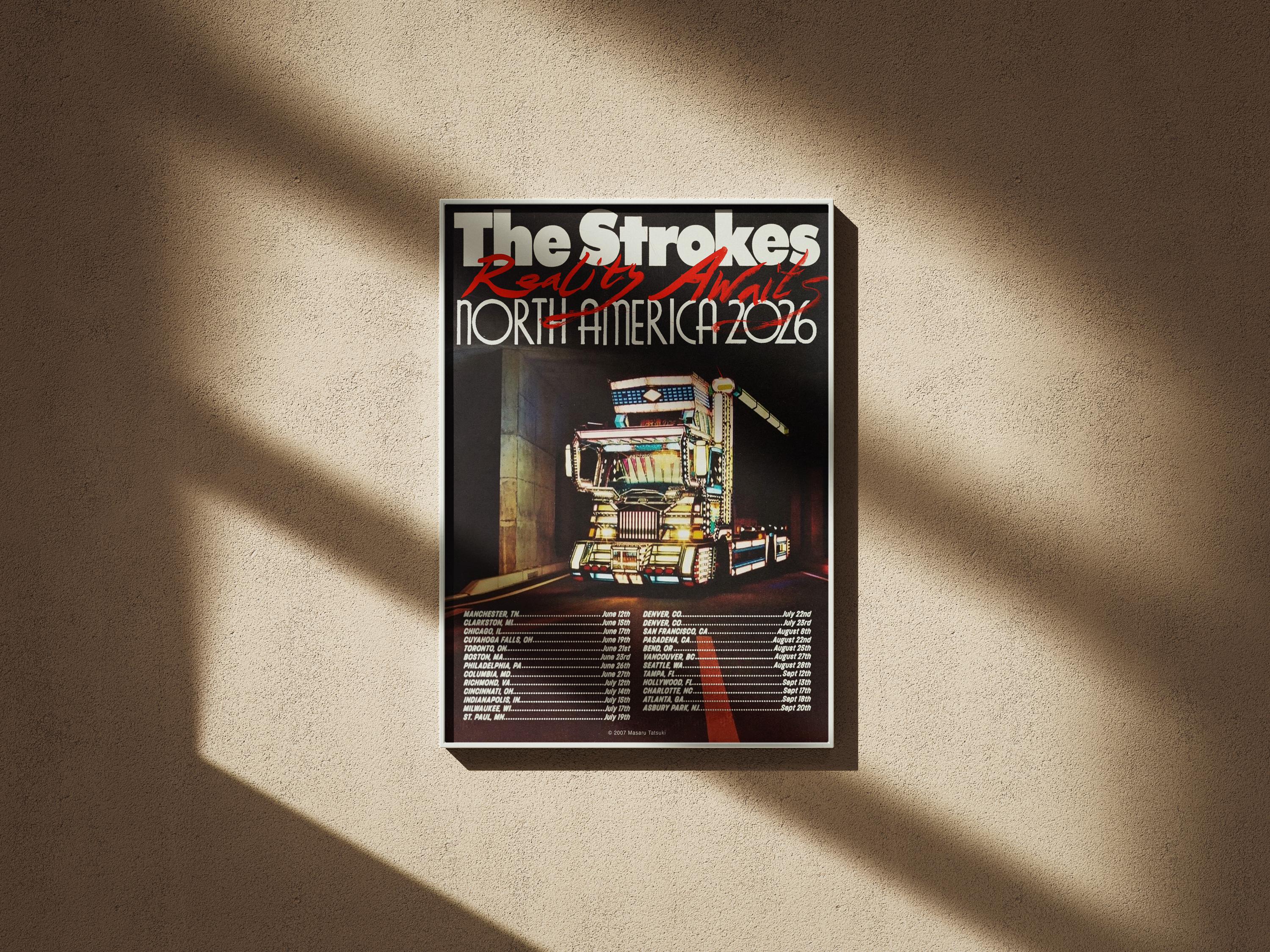 The Strokes Reality Awaits 2026 Tour Poster: Indie Music Wall Art